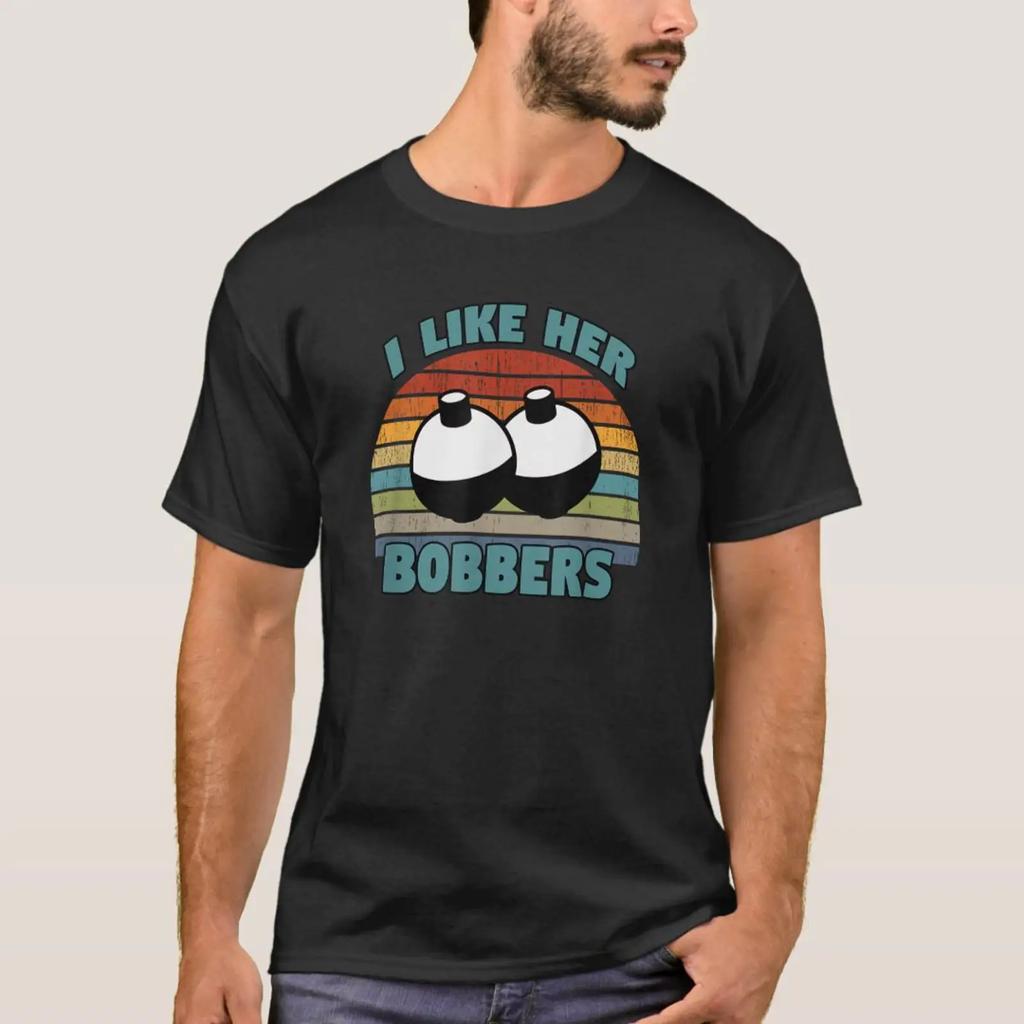 Funny Fishing Couples S Retro I Like Her Bobbe T Shirt Vintage Casual Slightly Stylish Comfortable Stretched Breathable