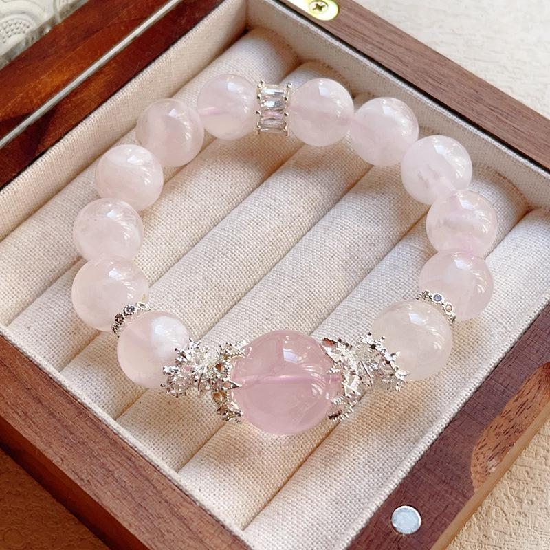 Natural Snowflake Rutilated Rose Quartz Bracelet - Popular Internet Celebrity Item