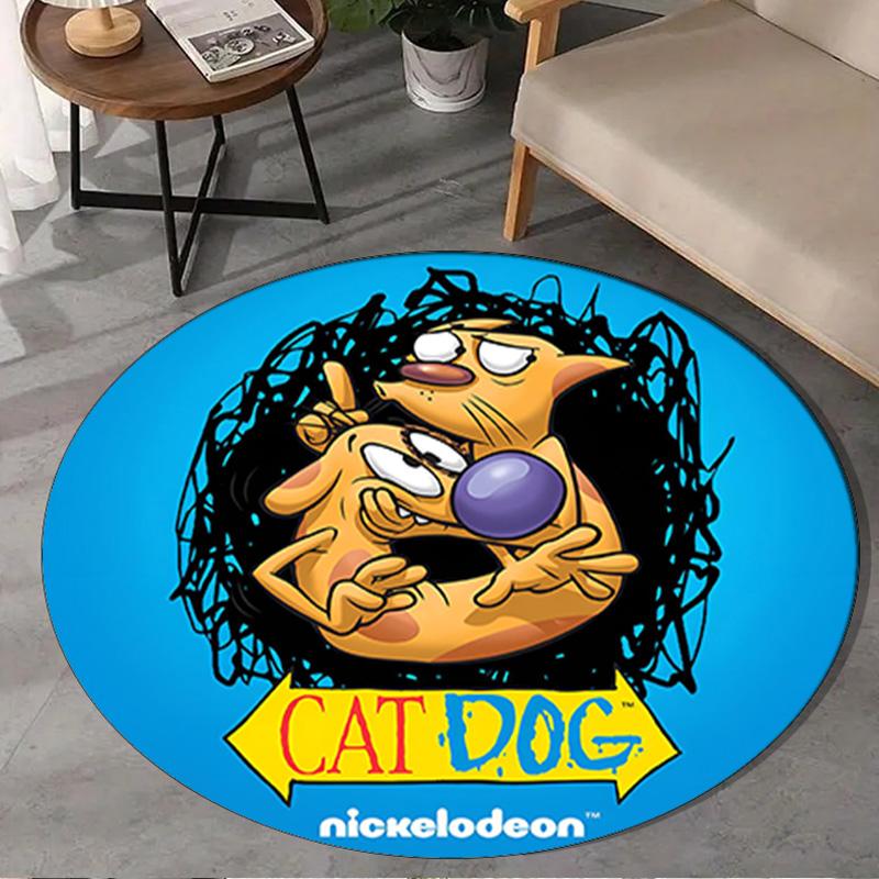 Cat Dog Adventure Round Rug for Livingroom,Bedroom, Palyroom, Chair Rug, Area Rug, Circle Carpet, Large Size Fan Christmas Gift