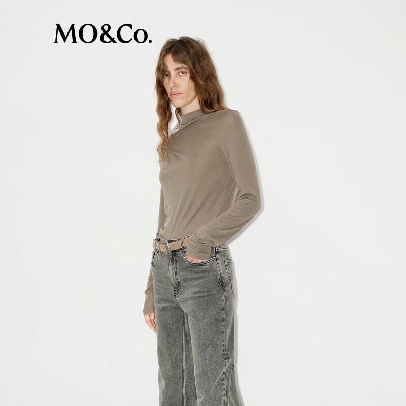 MO&Co. Deconstructed High-Neck Stretch Tencel Wool Top