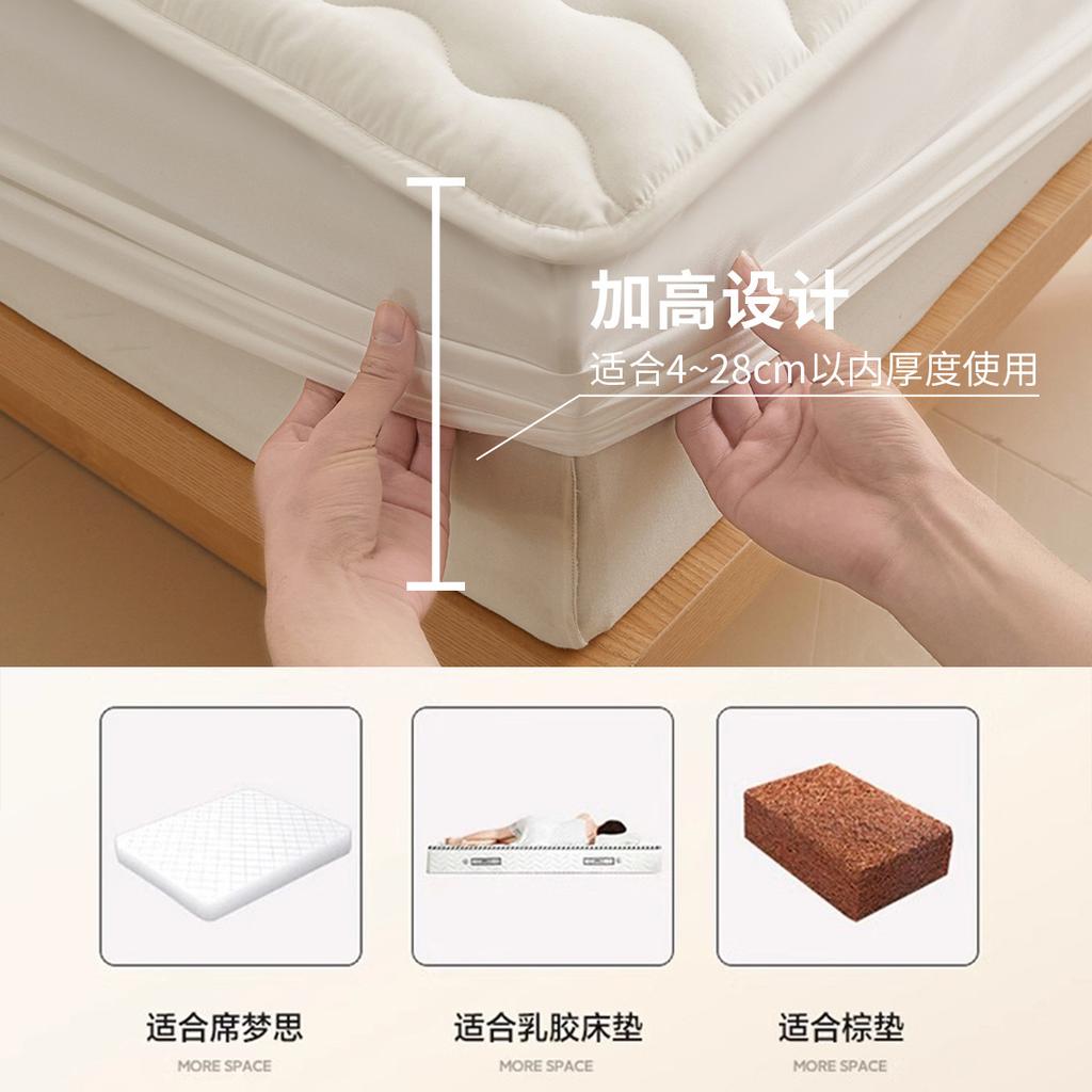 Anshuobao's new soybean fiber padded bed sheet, single piece panda embroidery all season universal mattress cover, protective cover, anti slip