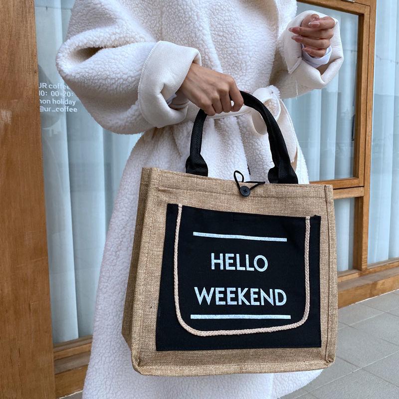 

Льняная женская сумка квадратная сумка-тоут с буквенным принтом модная мягкая сумка через плечо сумка-шоппер сумка большой емкости защита окружающей среды