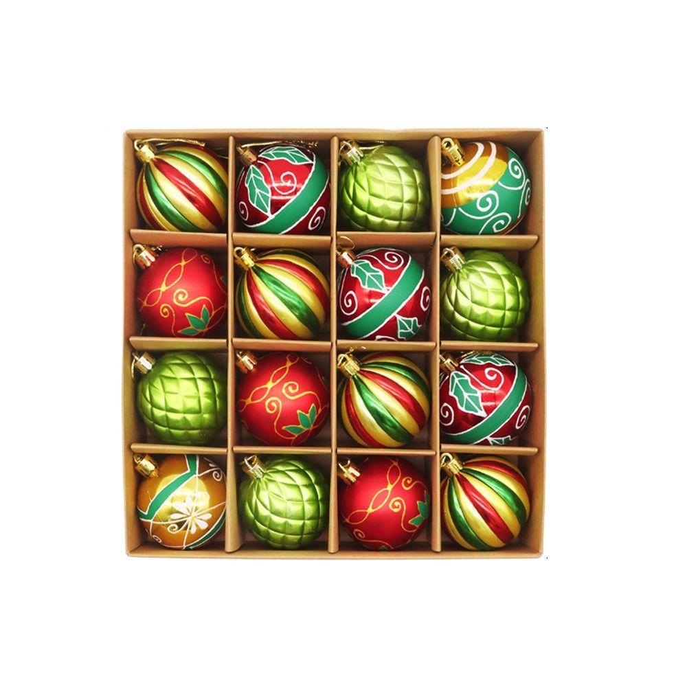 16pcs Plastic Painted Christmas Balls Set 6cm Christmas Tree Pendant  New Year Gifts