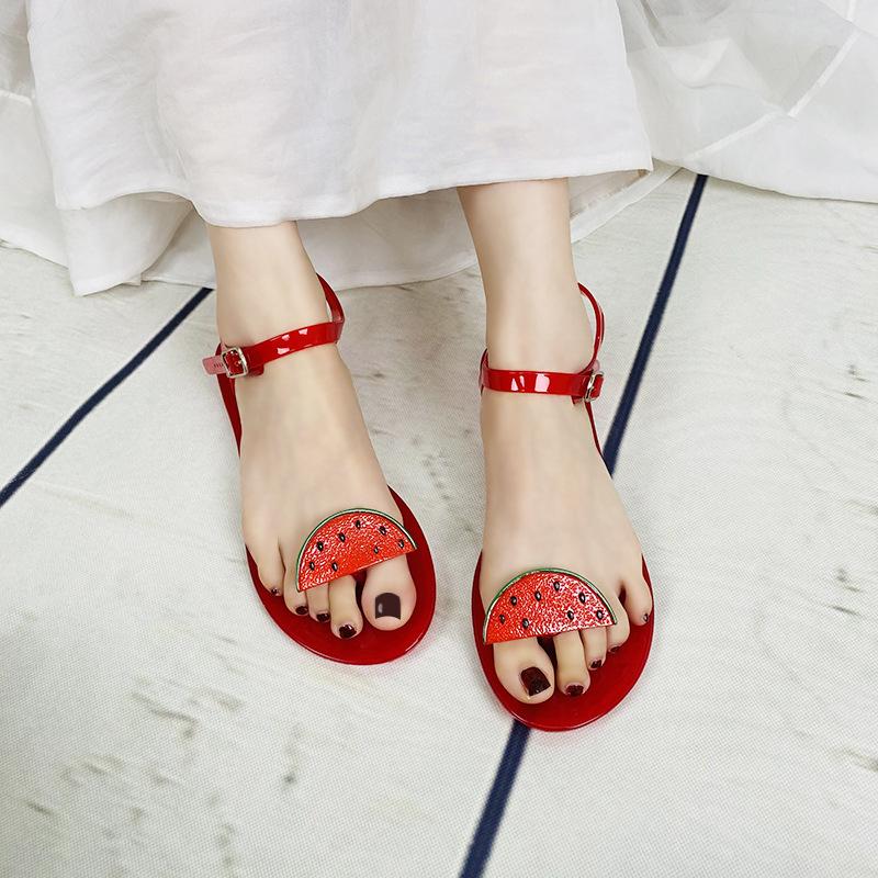 Y2 Plastic Sandals Women'S Flat Heels Summer Transparent Beach Women'S Pinch Sandals