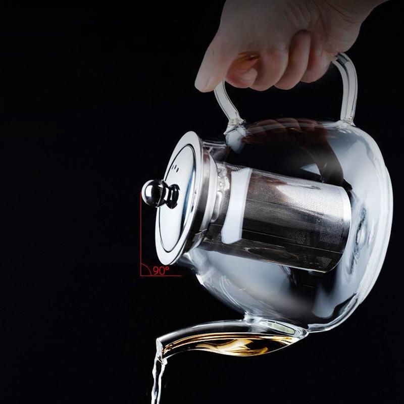 GIANXI Transparente Teekanne aus Glas zum Kochen, Haushalts-Puer-Teekanne, Werkzeugset, Kaffee- und Teegeschirr, Wasserkocher mit Filtergriff