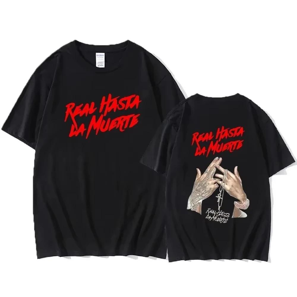 Spring and Summer New Male and Female Rapper Anuel AA Printed Cotton Tshirt Fashionable Casual Short Sleeved Round Neck Tshirt