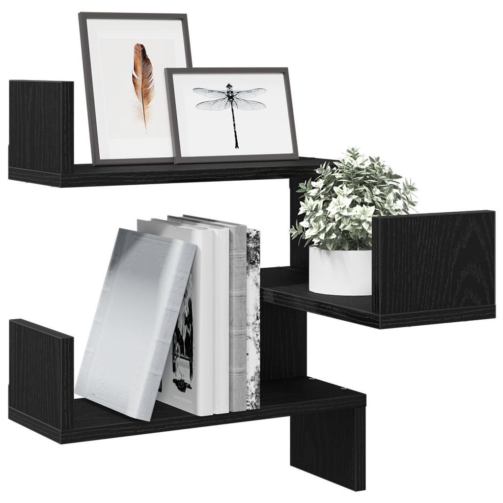 2 Pieces Wall Mounted Shelf for Bathroom, Living Room and Entrance Decorative Storage Rack, 40x40x49.5cm