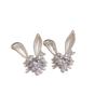 Korean Shiny Zircon Rabbit Heart Ear Studs: Cute, Sweet, Exquisite Earrings - Light Luxury & Versatile Accessories for Women