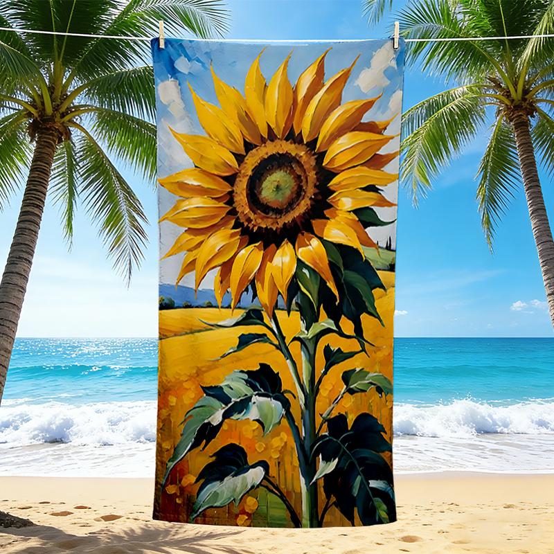 1Pc Sunflower Field Tuscany Beach Towel, Quick Dry, Multi-Use for Beach Pool Gym Yoga Home Travel, Christmas, Halloween, Xmas Gift M929411