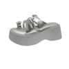 French silver slippers women's summer outer wear fashion 2025 new high-end rhinestone cover toe pinch thick-soled sandals