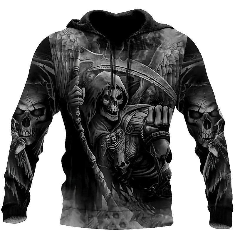 Men's Skull Graphic Prints Hoodie Hoodies Sweatshirt Streetwear Designer Long Sleeve Hooded Daily Sports 1 2 Print Spring & Fall Designer