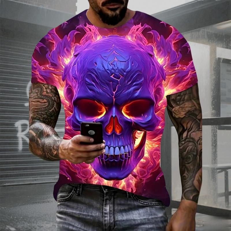 Retro Skull 3D Printed T-Shirt Hip Hop Men's Horror Skull Print T-Shirt Oversized T-Shirt Men Summer