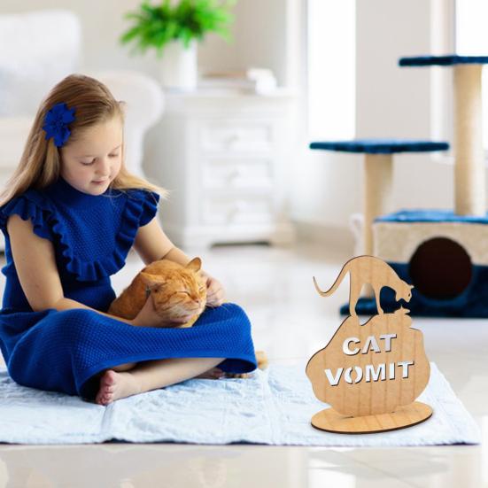 Katzen Erbrochenes Schild Lustiges Holzschild Katzen Erbrochenes Vorsicht Schild Büro Schreibtisch Erbrechende Katze Schild Streich Geschenk für Kollegen Katzenbesitzer
