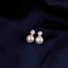 Silver 925 Simulated Diamond 6mm Nuclear Pearl Silver Needle Earrings Ss524E