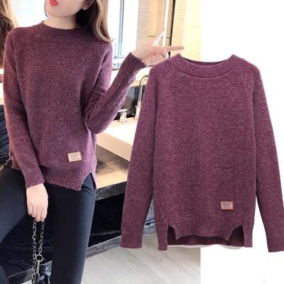 Maglione Maglione da donna Autunno e inverno Camicia ampia con fondo selvaggio Manica lunga Girocollo