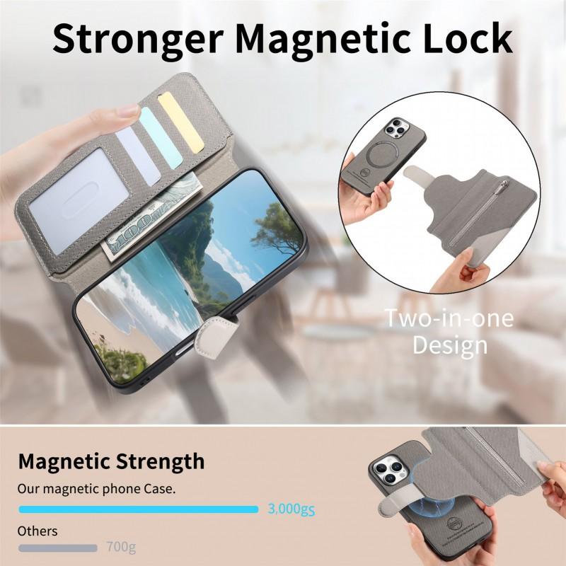 Magnetic 2-in-1 Phone Case IPhone 17 16 15 13 Card Slot Strong Adsorption PU Leather