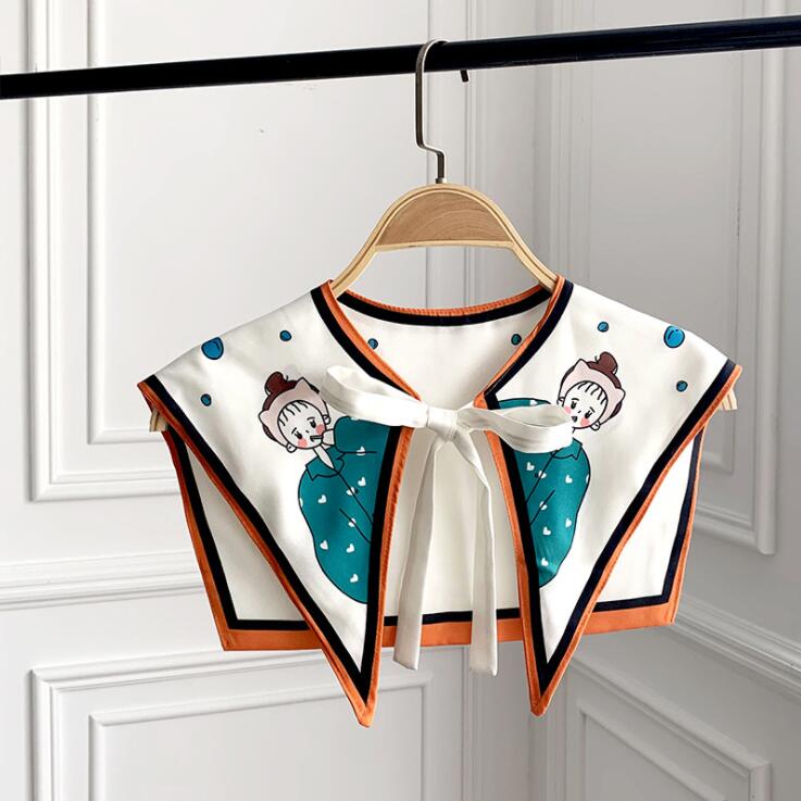 Perfect Match Printed Shawl Fake Collar Women Detachable Collars Big Lapel False Collar Shirt Thin Shawl Kragen Sahte Yaka Kraagje Nep Dames