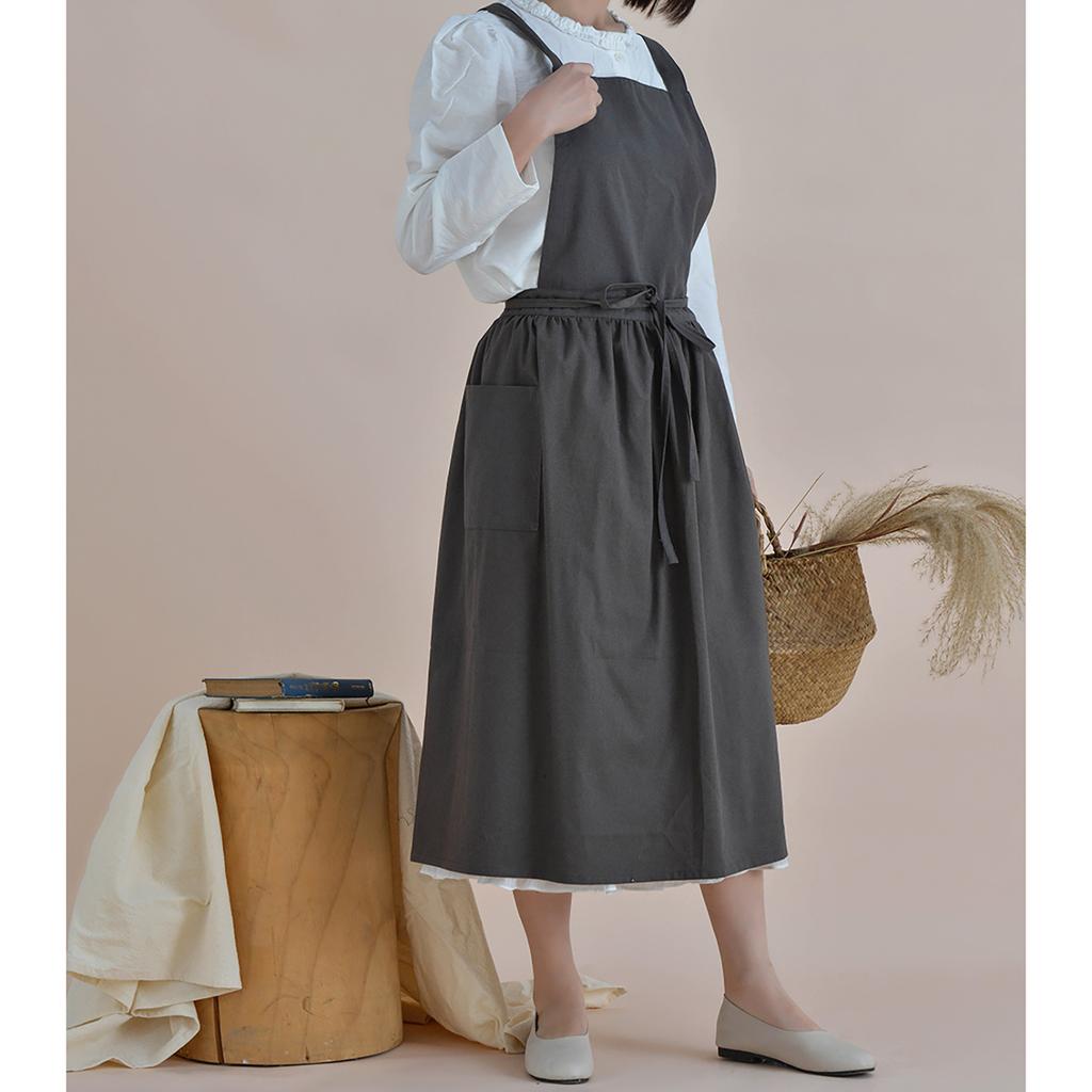 Cotton Linen Apron With Front Pocket Comfortable Breathable Fabric For Cooking And Baking Coffee Restaurant Waterproof