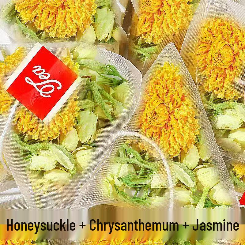 Honeysuckle, Chrysanthemum & Jasmine Tea Trio – Individual Triangle Bags for Autumn & Winter Health