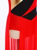 Girls Modern Dance Costume Mock Neck Sleeveless Back Invisible Zipper Ruched Mesh Overlay Bodice Side Split Dress