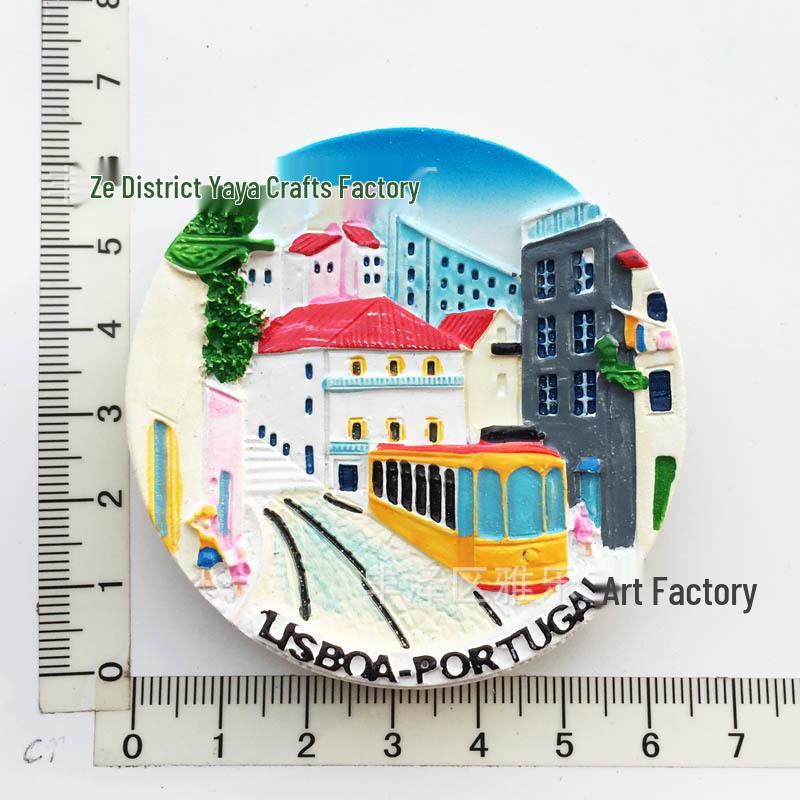 Hand-Painted Resin Magnetic Souvenir Stickers from Portugal