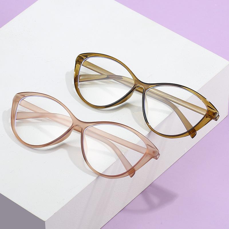 Fashion 2PCS Fashion Ins Stylish Plain Glasses for Women Ladies Cat Eye Optical Spectacle Eyeglasses Unisex Men Retro Anti-blue Glasses