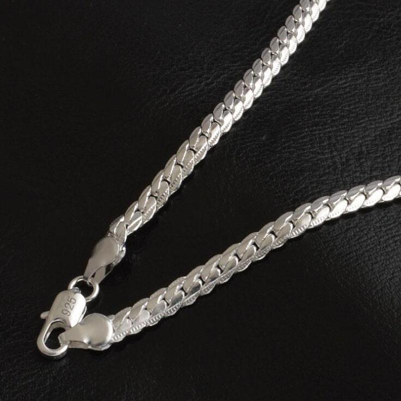 New 925 Sterling Silver Charms Necklace 5MM 16-24inch Chain High Quality For Men Woman Men Fashion Wedding Engagement Jewelry