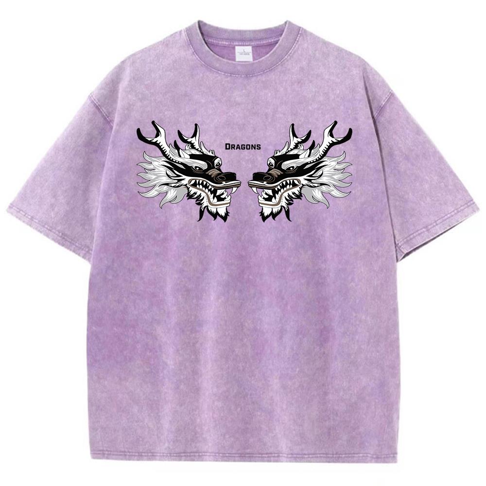 

Забавная футболка для мальчика с принтом двухголового животного дракона, милая футболка с приспущенным плечом, оригинальная футболка для улицы, праздничные топы 3XL