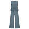 Women's Summer 2-Piece Set Sleeveless Ruffle Tank Top Cropped Top And Wide-Leg Pants Loun-ge Set With Pockets