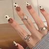 Simple Medium and Long Ballet Nail, Black and White Cow Pattern French Manicure, European and American Ins Wind Wearing Nail 30 Pieces Manicure