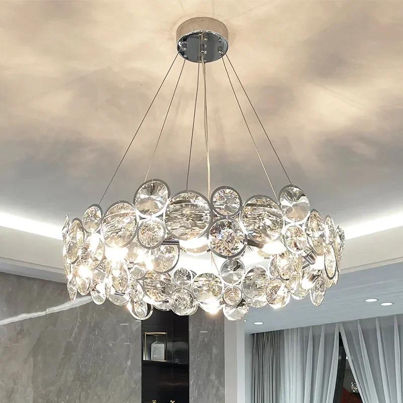 Ring Light LED Chandelier Luxury Crystal Creative Atmosphere High-end Modern Living Room Bedroom Indoor Decor Lighting Lamps