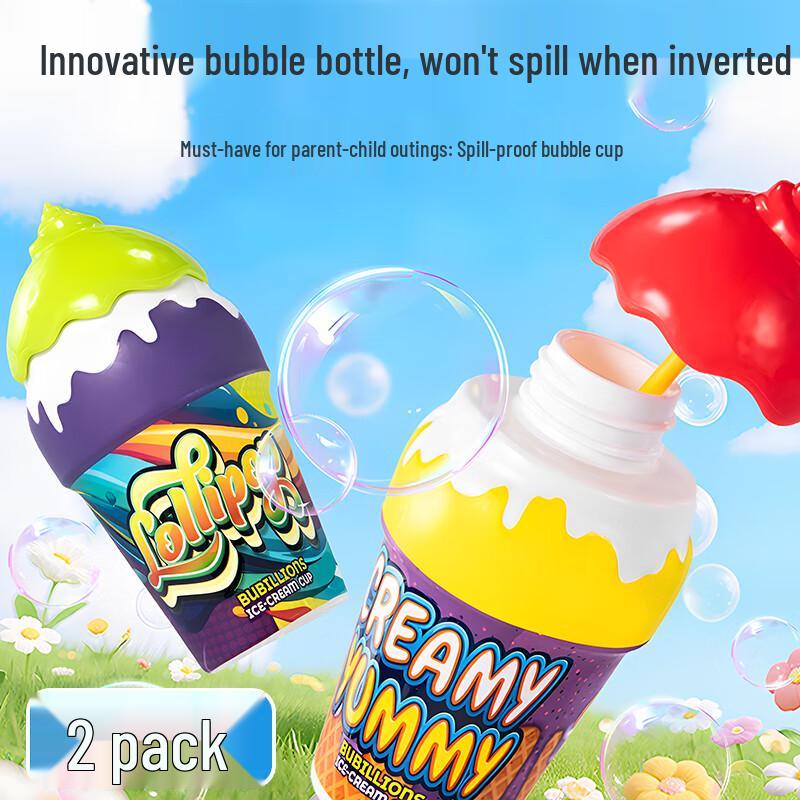 Kids Non-Spill Ice Cream Bubble Wand Set