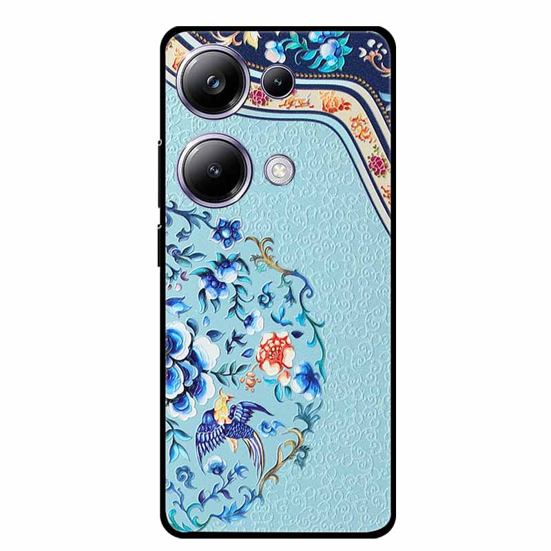 3D Emboss Case For Xiaomi Poco M6 Pro Phone Case Flower Silicone Soft Back Cover For Xiaomi Poco M6 Pro Case PocoM6 M 6 Pro Capa
