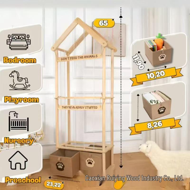 

Solid Wood Plush Toy Storage Rack for Kids Room