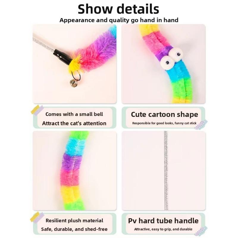 Pet Toy, Big Eyes Rainbow Caterpillar Cat Toy, Soft Flannel To Relieve Boredom and Have Fun, Cat Toy