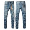 VibeStreet New Jeans Men Paint Hole Trendy American High Street  Trend Low Rise Stretch Skinny Pleated Ripped Jeans