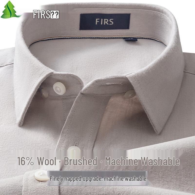 Shanshan Men's Wool Brushed Long-Sleeve Shirt