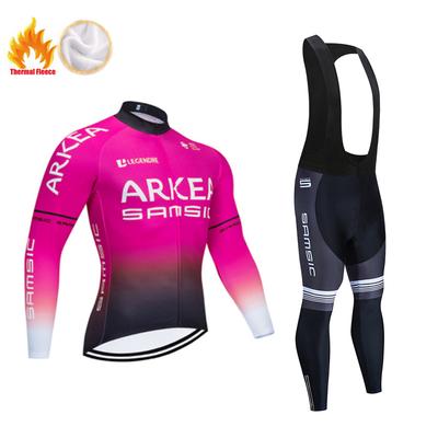 Winter Thermo Fleece Radtrikot Set Langarm Radbekleidung MTB Fahrradkleidung Radanzug Conjuntos De Jersey