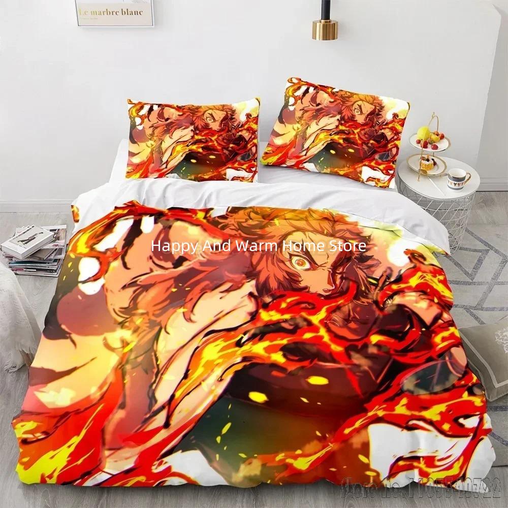 Demon Slayer Agatsuma Zenitsu Duvet Cover Set HD Comforter Cover for Boys Bedding Sets Bedclothes Bedroom Decor