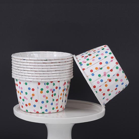 100 Stück Papier-Muffin-Förmchen Uni/Bedruckt Lebensmittelqualität Ölfest Gerollter Rand Kuchenform DIY Backzubehör Küchenbacken