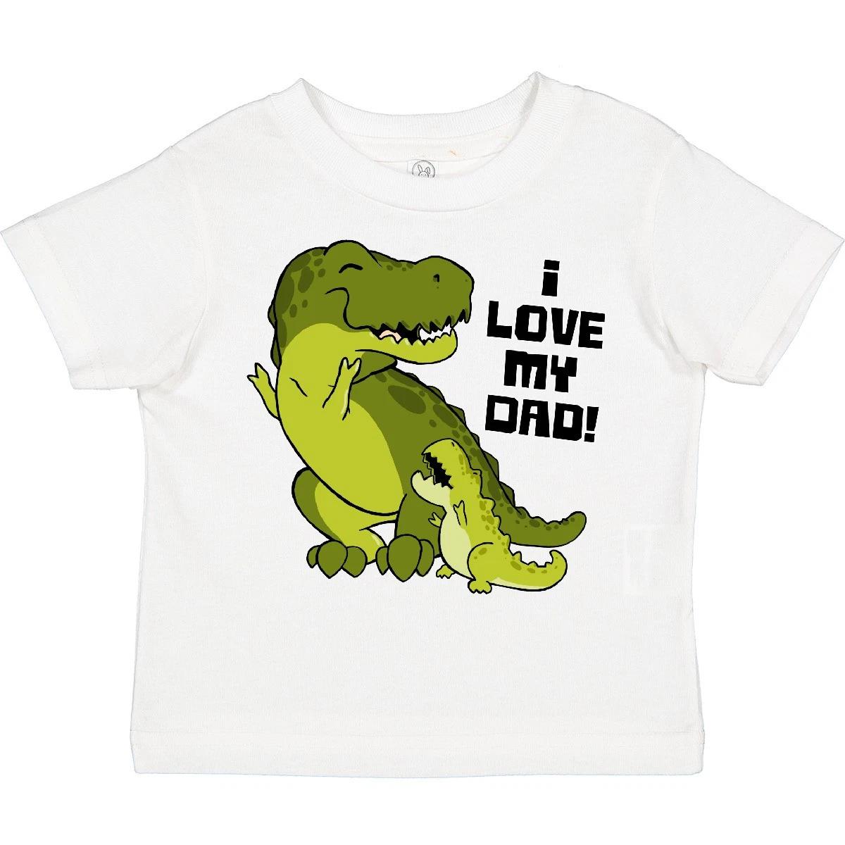 Inktastic I Love My Dad With Baby And Daddy Tyranasaurus Rex Toddler T-Shirt Pop 150