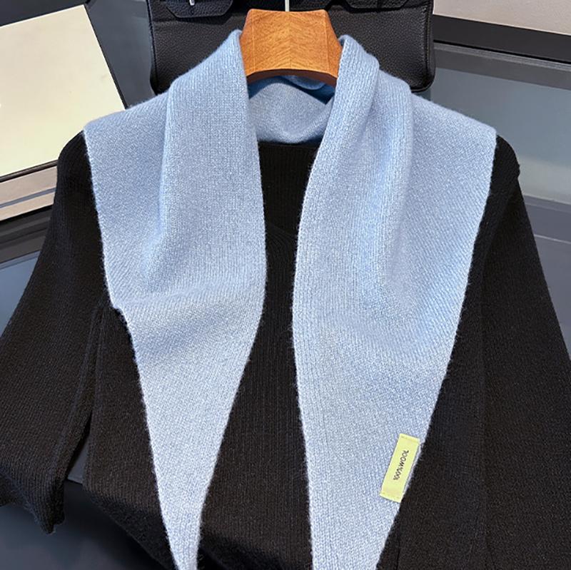 British Korean Triangular Scarf Niche 100% Wool Triangle Scarf Women Head Scarf Knitted Shawl Winter Warm Poncho Echarpe