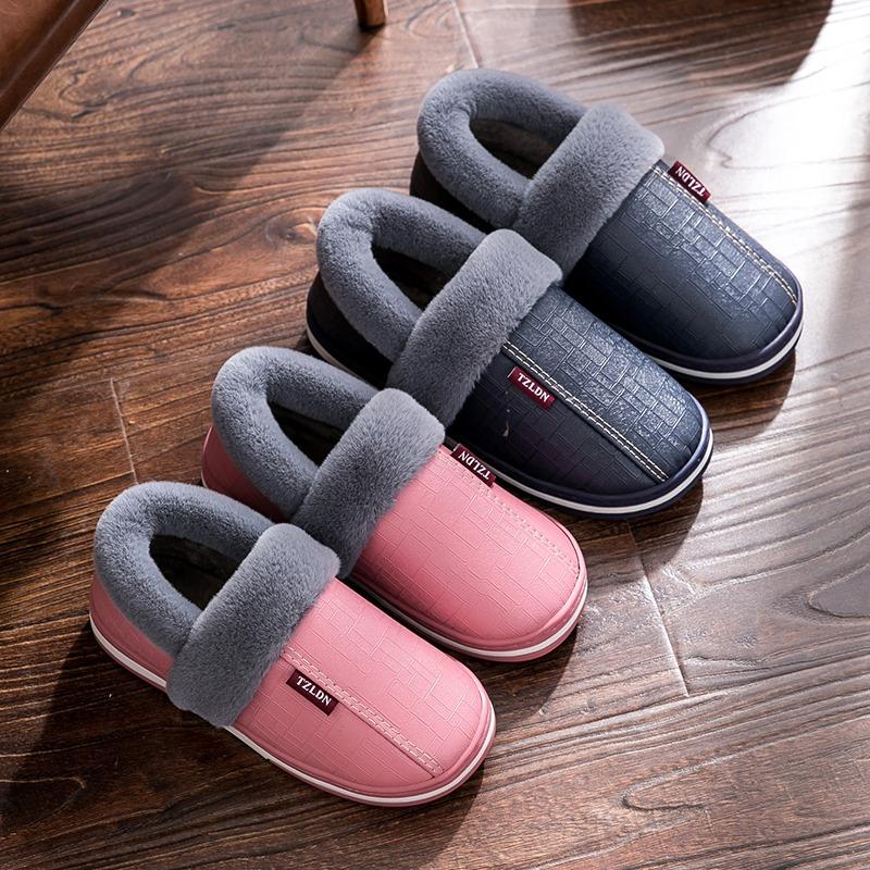 Elderly Waterproof Cotton Slippers Men's Bag Heel Indoor Home Non-slip Warm Household Wool Cotton Shoes Winter Large Size Women