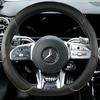 Coprivolante Auto Cucito a Mano con Segno Rosso per Mercedes Benz AMG CLA CLS GLB GLE W177 W167 R190 W205 W222 Interni Auto in Camoscio