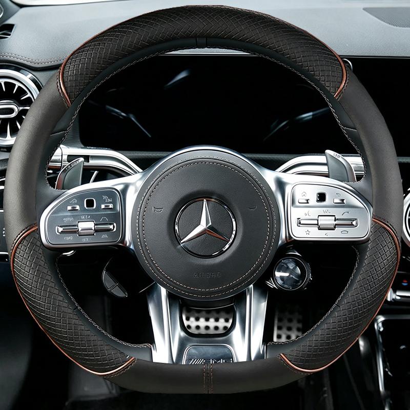 Coprivolante Auto Cucito a Mano con Segno Rosso per Mercedes Benz AMG CLA CLS GLB GLE W177 W167 R190 W205 W222 Interni Auto in Camoscio