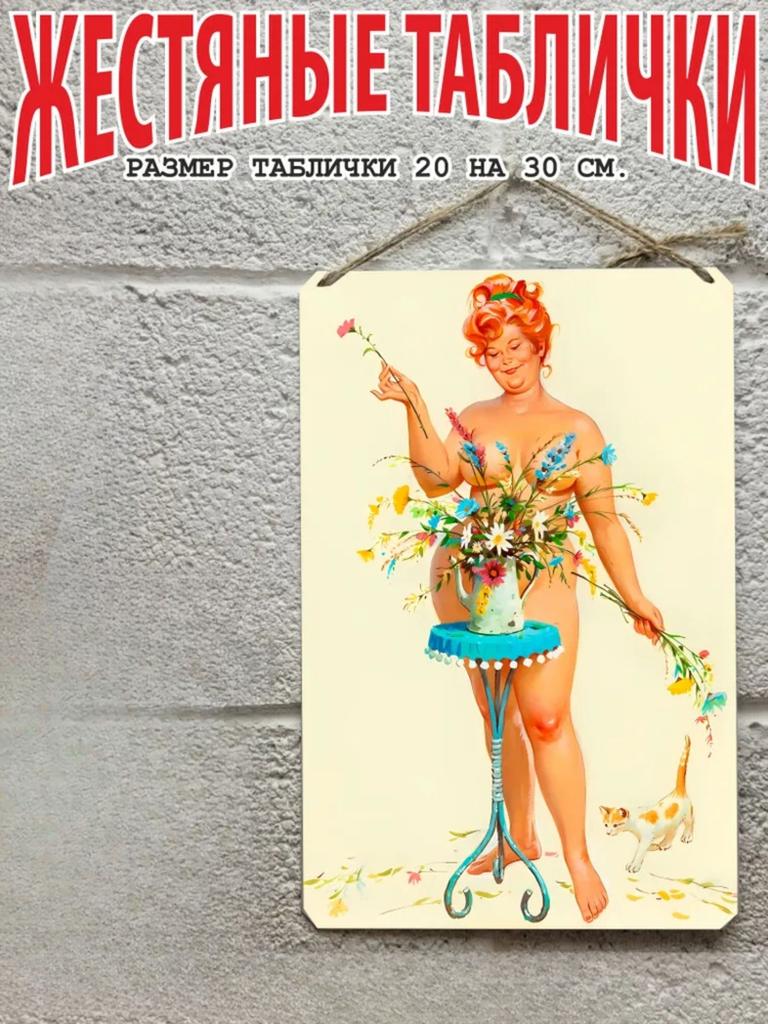 Hilda the Plus Size Pin Up Metal Poster 20x30cm, Vintage Retro Wall Art Decor