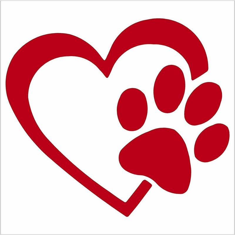 Cute Dog Paw Car Sticker with Peach Heart Cartoon Animal Take Dog Cat Love Pet Sticker Black White Red