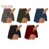 Summer Skort High Waist Solid Color Fake Two Pieces Sport Skort Breathable Fabric Shorts Skirt Daily Wear