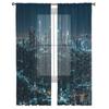 City Night House Tulle Curtains Balcony Room Fashion Printed Sheer Curtain Living Room Window Modern Decor