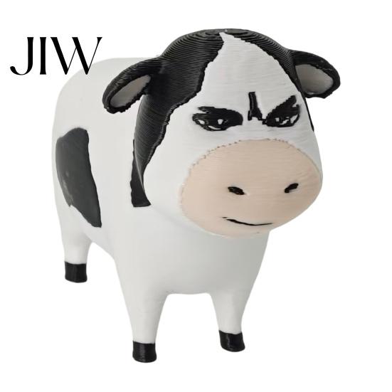Cow Desktop Statue 3D Printed Dairy Figurine, Cartoon Cattle for Desk Decor, Office Shelf Ornament Mini Sculpture Home Office, Gift Animal Lovers